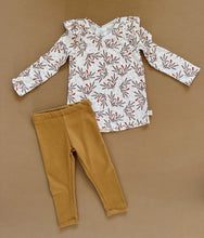 Load image into Gallery viewer, Long Sleeve Ruffle Tee + Gold Rib Leggings (2T)