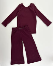 Load image into Gallery viewer, Maren Wide Leg Pants: Plum Waffle