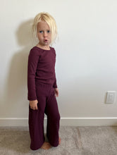 Load image into Gallery viewer, Maren Wide Leg Pants: Plum Waffle
