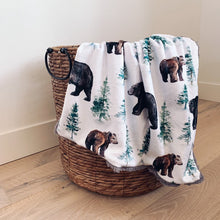 Load image into Gallery viewer, Black Bear Faux Fur Baby Blanket