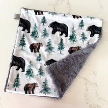 Load image into Gallery viewer, Black Bear Faux Fur Baby Blanket