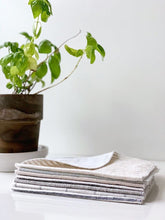 Load image into Gallery viewer, linen paperless towel, handmade unpaper towel, textured cloth paper towel, reusable cotton paper towel, budget gift, gift under 40, gift under 50, gift under 100, farmhouse kitchen, practical gift, for women, for cleaner, for teacher, eco-friendly stocking stuffer, zero waste cleaning product, green kitchen, lint free cleaning cloth, handmade in the USA, made in South Dakota, small shop, small business