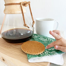 Load image into Gallery viewer, Christmas paperless towel set, ornaments, stripes, christmas trees, green and red, gifts, presents, set of 7 3-ply birdseye reusable towels, paper towel replacement, zero waste home, green cleaning, housecleaning, money saving reusable, reduce reuse recycle, reducing household waste, compostable cleaning items, washable cotton towel, thin cloth wipe