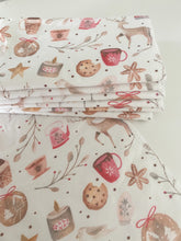 Load image into Gallery viewer, Reindeer Paperless Towel, Holiday Non Paper Towel, 3ply Reusable Towel, Christmas Kitchen Towel, Hot Cocoa Cloth PaperTowel, Stocking Stuffer, gifts under 50, eco-friendly christmas, eco-friendly house cleaning, christmas paper napkin, casual paper napkin, paper towel replacement, hot chocolate paperless towel, red and tan christmas towel