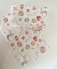 Load image into Gallery viewer, Reindeer Paperless Towel, Holiday Non Paper Towel, 3ply Reusable Towel, Christmas Kitchen Towel, Hot Cocoa Cloth PaperTowel, Stocking Stuffer, gifts under 50, eco-friendly christmas, eco-friendly house cleaning, christmas paper napkin, casual paper napkin, paper towel replacement, hot chocolate paperless towel, red and tan christmas towel