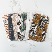 Load image into Gallery viewer, handmade set of 7 paperless towels in art deco prints for eco-friendly kitchens and house cleaning
