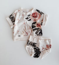 Load image into Gallery viewer, Boho Tropical Set: Organic Cropped Crewneck Pullover + Bummies