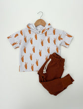 Load image into Gallery viewer, Hooded Boxy Tee: Peace Sign Hands