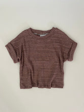 Load image into Gallery viewer, Charcoal Stripe Waffle Dolman Tee