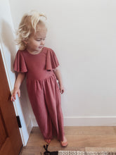 Load image into Gallery viewer, Iris Pants Romper in Mauve Swiss Dot