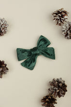 Load image into Gallery viewer, Green Velvet Hair Bow