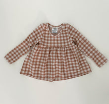 Load image into Gallery viewer, Mauve Gingham Long Sleeve Peplum Top