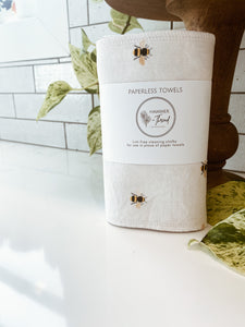 reusable cloth paper towels in honeybee print for green house cleaning product