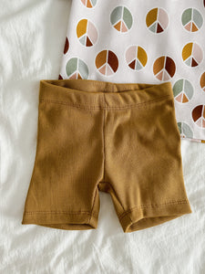 Biker Shorts: Light Gold Rib Knit