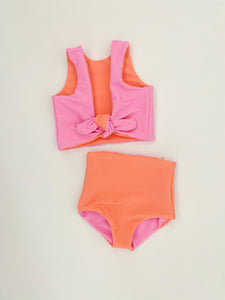 Neon Two-Piece Swimsuit with Reversible Top and Reversible Bottoms