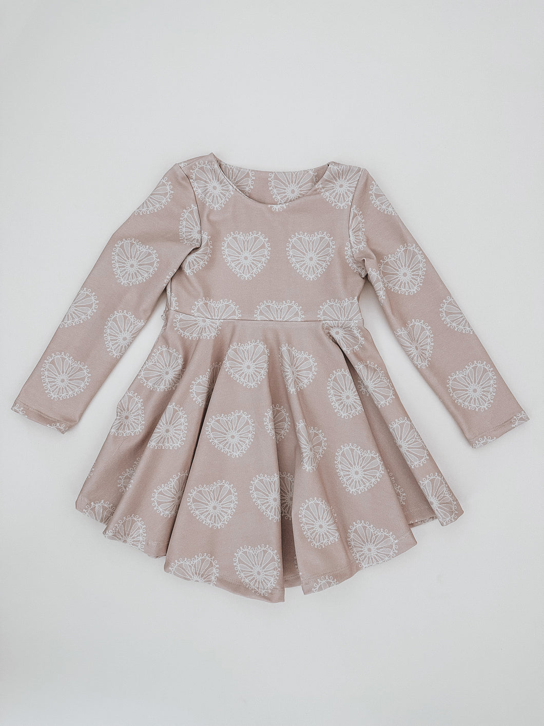 Sloane Long Sleeve Twirl Dress: Lace Hearts