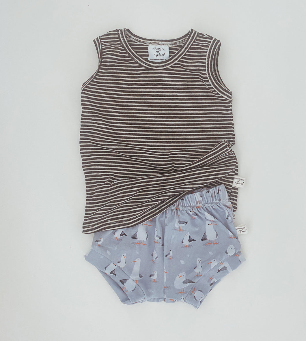 Charcoal Striped Tank + Seagull Shorties